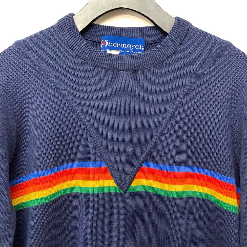 Vintage Obermeyer Retro Rainbow Stripe Sweater - Picture 4 of 9